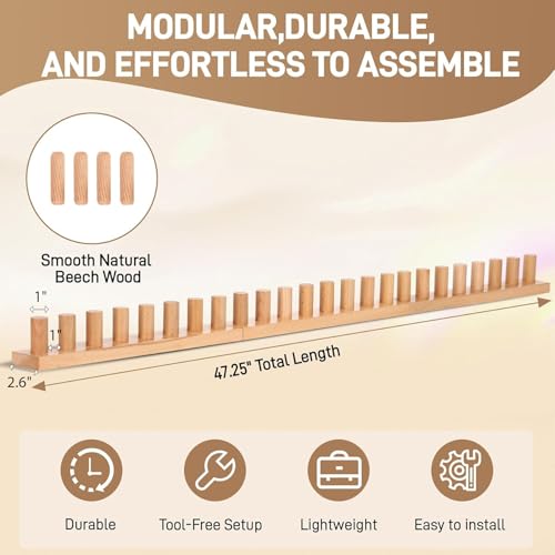 Sienson 48" Chunky Knitting Loom for Blanket Making – Adjustable Wood Frame, Portable DIY Hand Knitting Kit for Beginners, Reusable Blanket Loom for Bulky Yarn Crafts & Gifts - Image 3