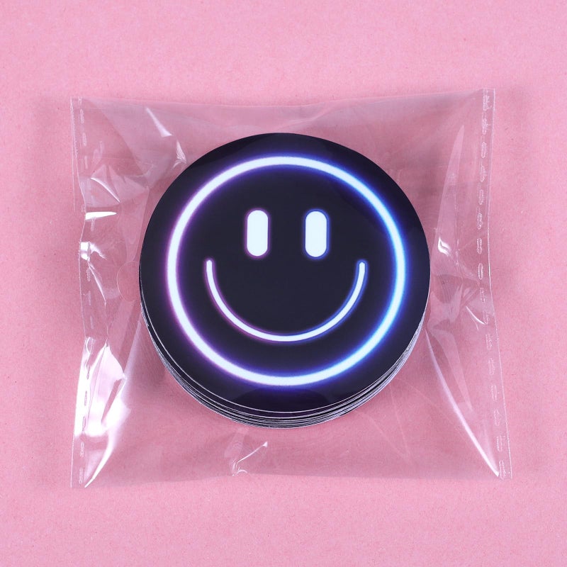Wercokt 50PCS Smiling Neon Stickers, Cute Water Bottle Stickers for Kids, for Teaching Rewards, Notebooks, Stationery, Luggage, Cartoon PVC Happy Stickers - Image 5