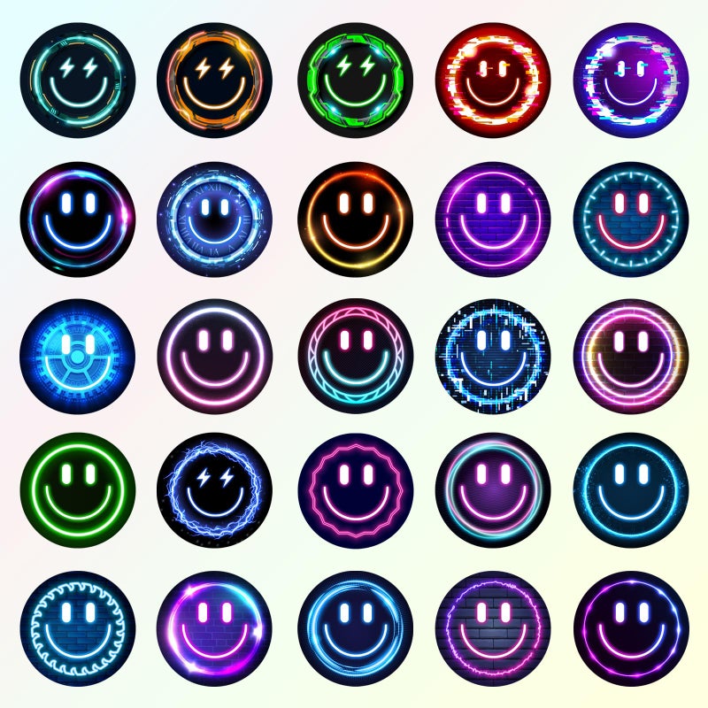 Wercokt 50PCS Smiling Neon Stickers, Cute Water Bottle Stickers for Kids, for Teaching Rewards, Notebooks, Stationery, Luggage, Cartoon PVC Happy Stickers - Image 3