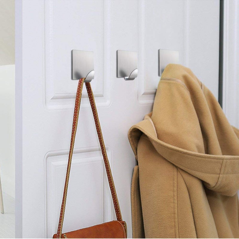 E Shopping Multipurpose Small Square Stainless Steel Adhesive Hooks Load Capacity Upto 1 Kg Pack of 12 - Image 5