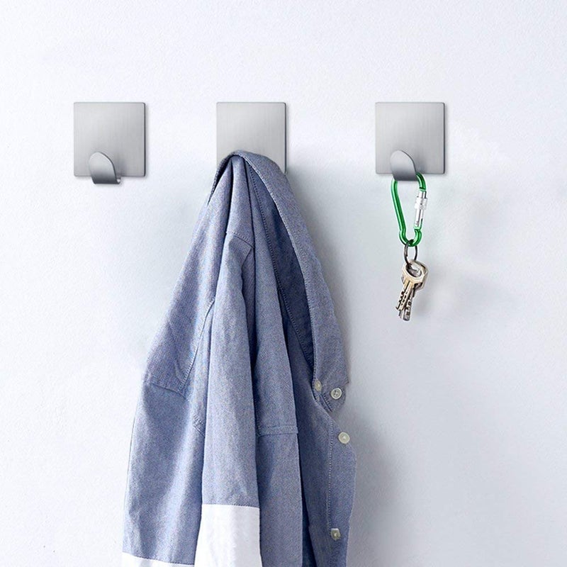E Shopping Multipurpose Small Square Stainless Steel Adhesive Hooks Load Capacity Upto 1 Kg Pack of 12 - Image 4