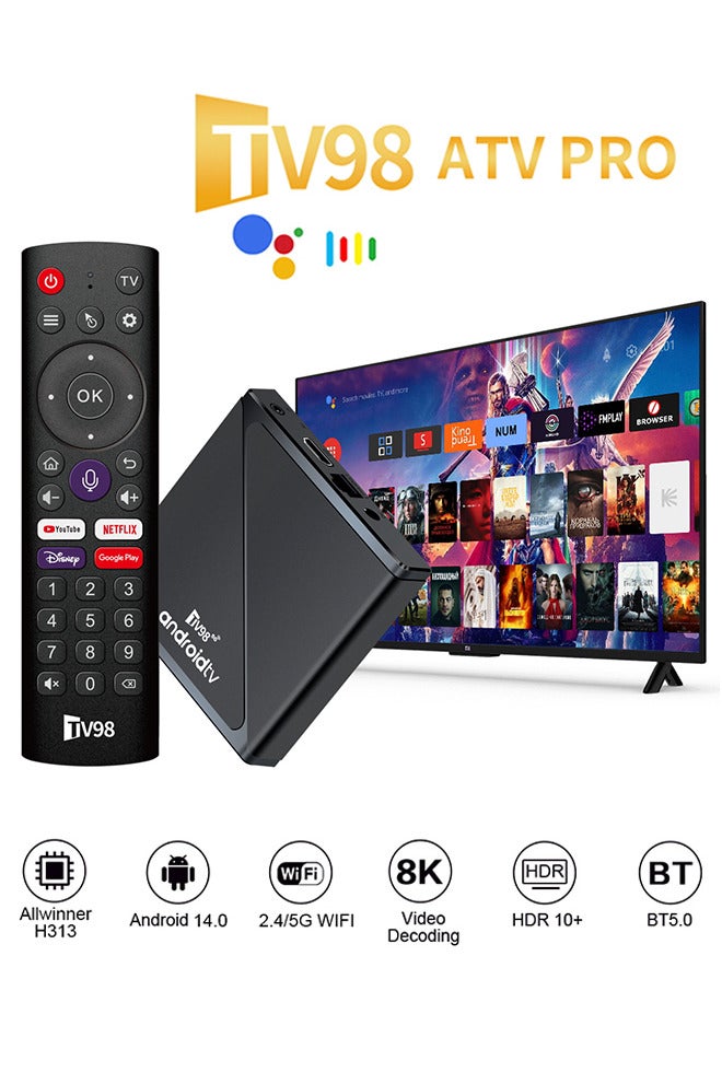 8K Android 14 Quad Core ARM Cortex A53 TV Box with 2.4G/5G Wifi6 & Remote Control - Image 1