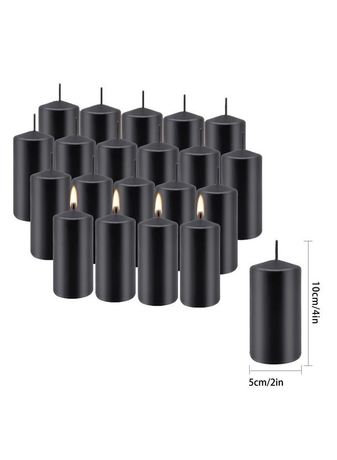 Grcdoyvl Set of 20 | 2-Inch Wide x 4-Inch Tall Black Pillar Candles - Elegant Décor for Home, Events, and Celebrations - Deep Black Finish - Image 4