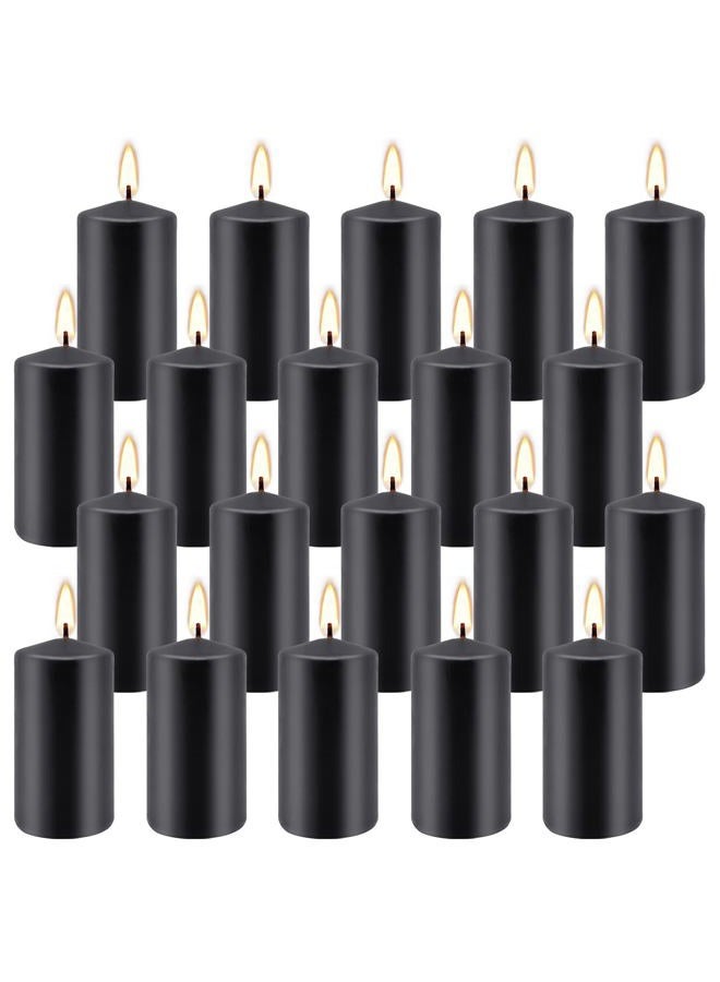 Grcdoyvl Set of 20 | 2-Inch Wide x 4-Inch Tall Black Pillar Candles - Elegant Décor for Home, Events, and Celebrations - Deep Black Finish - Image 1
