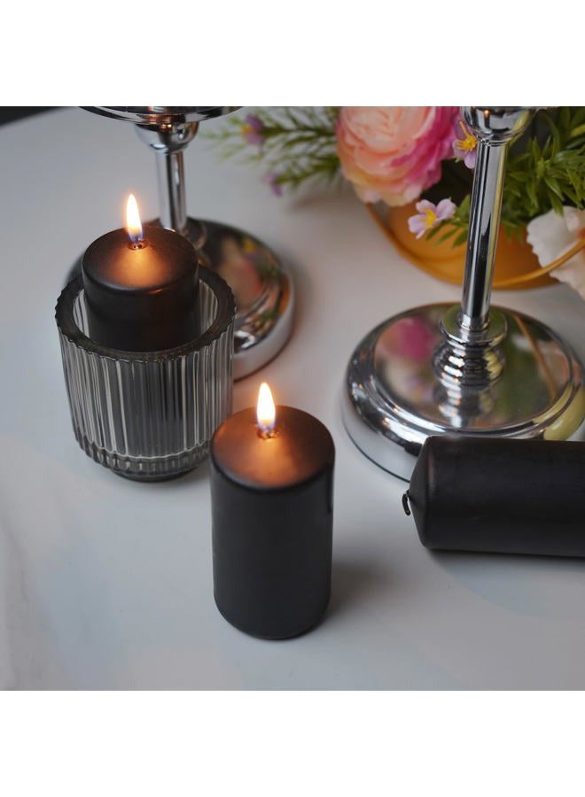 Grcdoyvl Set of 20 | 2-Inch Wide x 4-Inch Tall Black Pillar Candles - Elegant Décor for Home, Events, and Celebrations - Deep Black Finish - Image 5