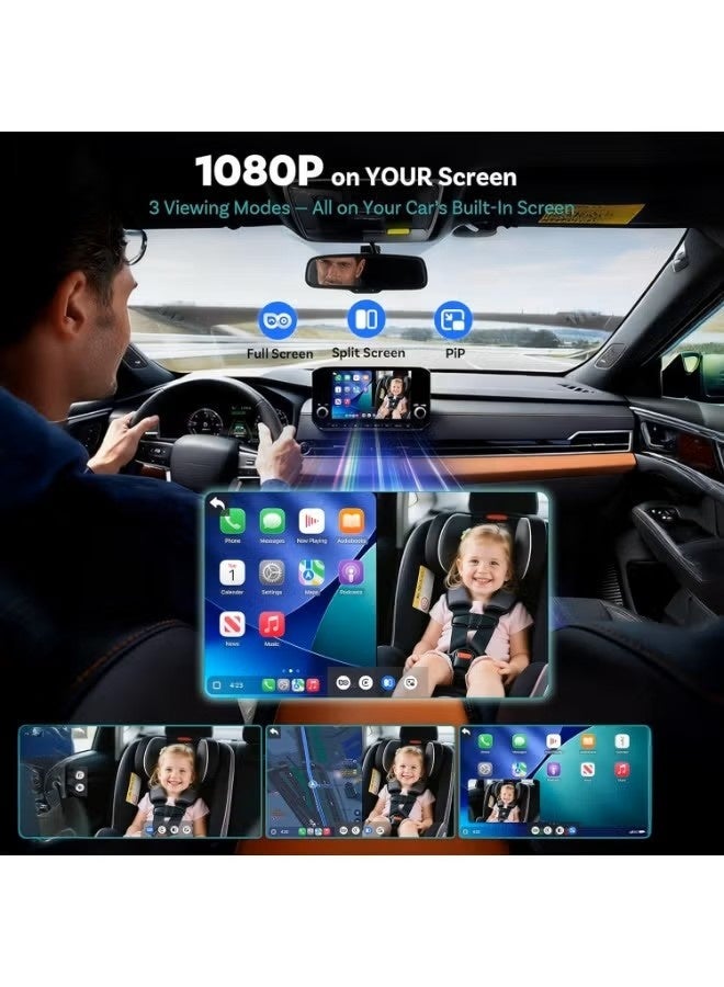 Ottocast Wireless CarPlay Adapter with Baby Monitor Rear Seat Camera | Ottocast Cabin Care 2-in-1 Plug & Play CarPlay Upgrade | 1080P HD Wide-Angle In-Car Safety Camera | Works with Factory Wired CarPlay Vehicles - Image 2