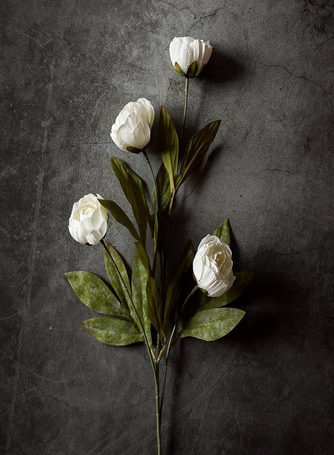 VIERENA 6 Pcs Faux Silk Peony Artificial Flowers for Vase -27", Bulk Fake Peonies Branches with Stems for DIY Bouquet Centerpieces Wedding Fillers Arrangements Shower Decorations (Cream) - Image 2