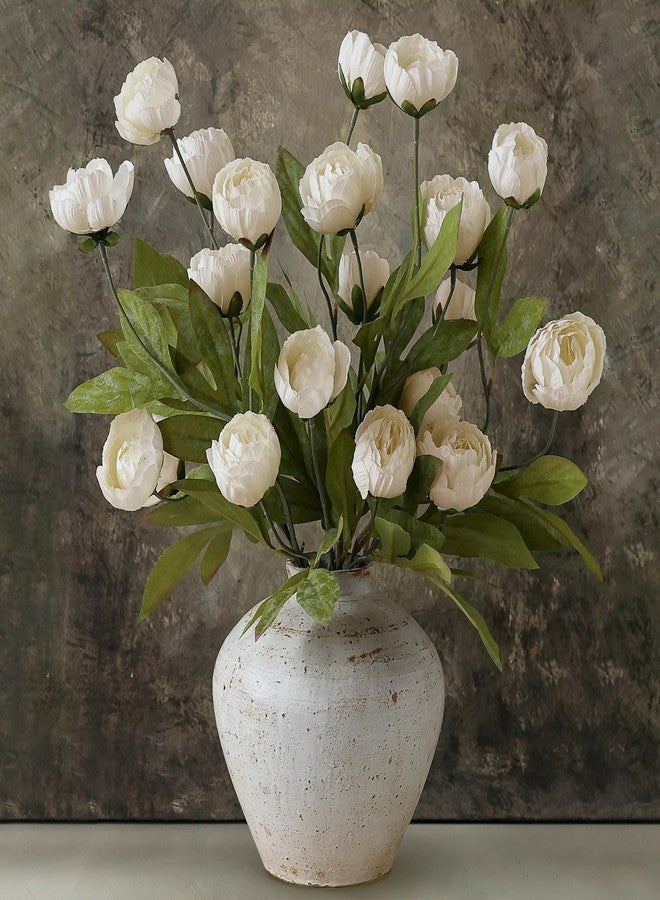 VIERENA 6 Pcs Faux Silk Peony Artificial Flowers for Vase -27", Bulk Fake Peonies Branches with Stems for DIY Bouquet Centerpieces Wedding Fillers Arrangements Shower Decorations (Cream) - Image 1