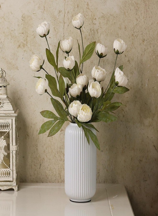 VIERENA 6 Pcs Faux Silk Peony Artificial Flowers for Vase -27", Bulk Fake Peonies Branches with Stems for DIY Bouquet Centerpieces Wedding Fillers Arrangements Shower Decorations (Cream) - Image 4