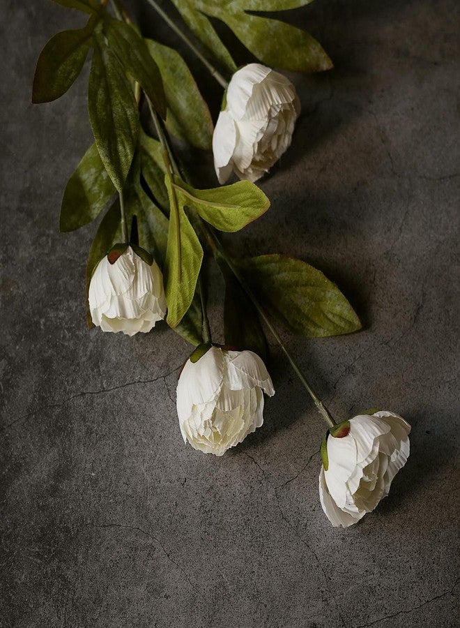 VIERENA 6 Pcs Faux Silk Peony Artificial Flowers for Vase -27", Bulk Fake Peonies Branches with Stems for DIY Bouquet Centerpieces Wedding Fillers Arrangements Shower Decorations (Cream) - Image 3