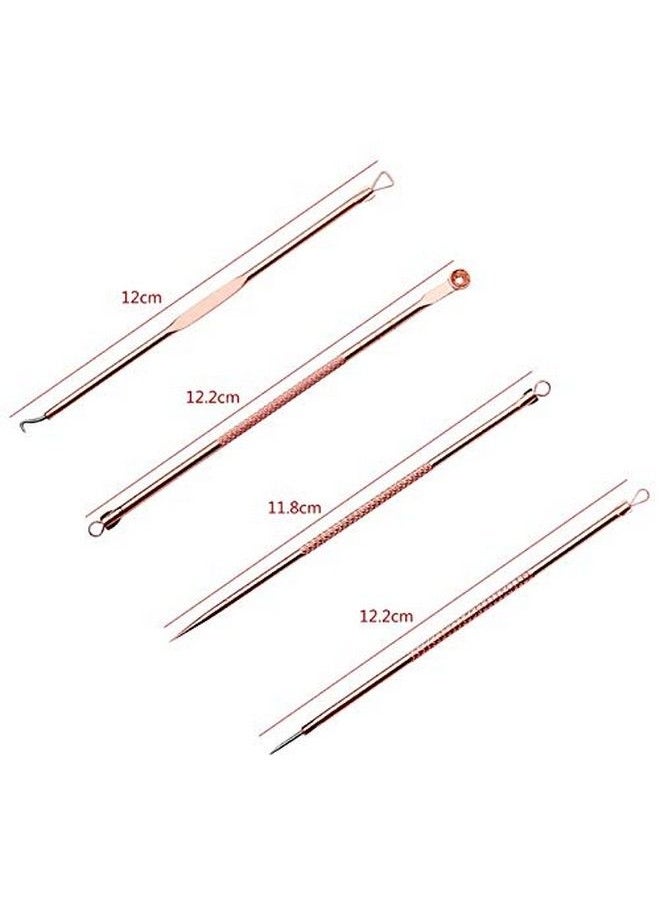 VITALOGY Blackhead Remover Tool Kit 4 In 1 Acne And Pimple Removal Tool Nose & Face Blackheads Remover & White Heads Removal Acne Removal Tool Tweezers Rose Gold With Travel Case  - Image 4