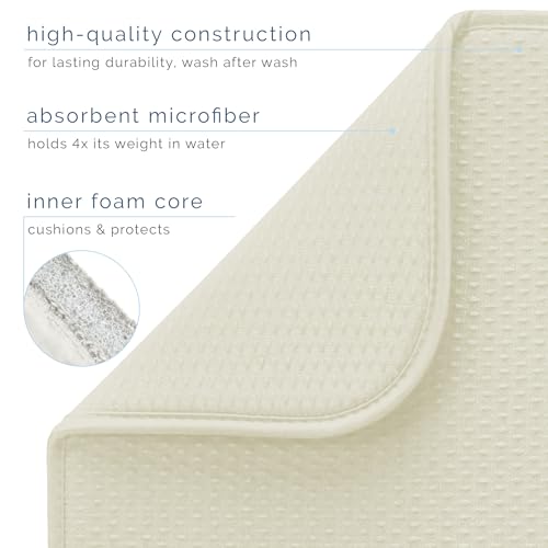 S&T INC. Dish Drying Mat, 16” x 18”, Absorbent Microfiber Kitchen Counter Mat, Drying Pad for Dishes, Utensils, Pots and Pans, Large, Diamond Texture, Cream - Image 4