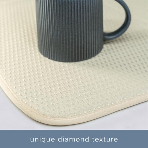 S&T INC. Dish Drying Mat, 16” x 18”, Absorbent Microfiber Kitchen Counter Mat, Drying Pad for Dishes, Utensils, Pots and Pans, Large, Diamond Texture, Cream - Image 3
