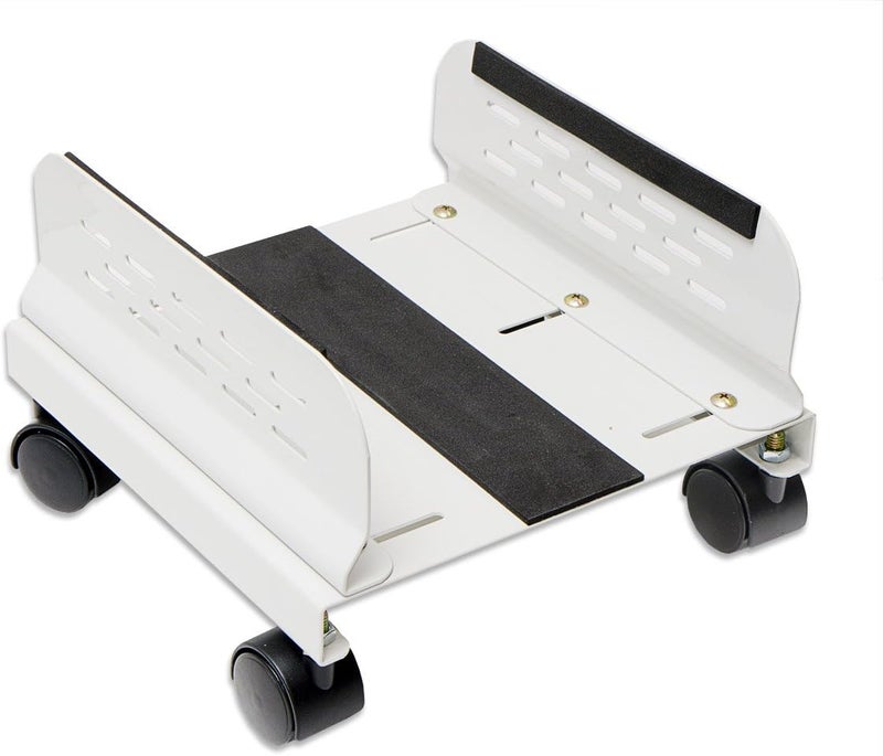 Syba Computer Tower PC Floor Stand Rolling Caster Wheels and Adjustable Width from 5 to 9 Inches SY-ACC65056, Steel White - Image 1