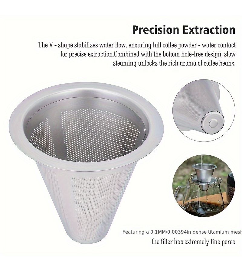 Portable Titanium Coffee Filter Ti6004P With Foldable Holder For Camping - Image 4