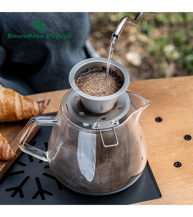 Portable Titanium Coffee Filter Ti6004P With Foldable Holder For Camping - Image 1