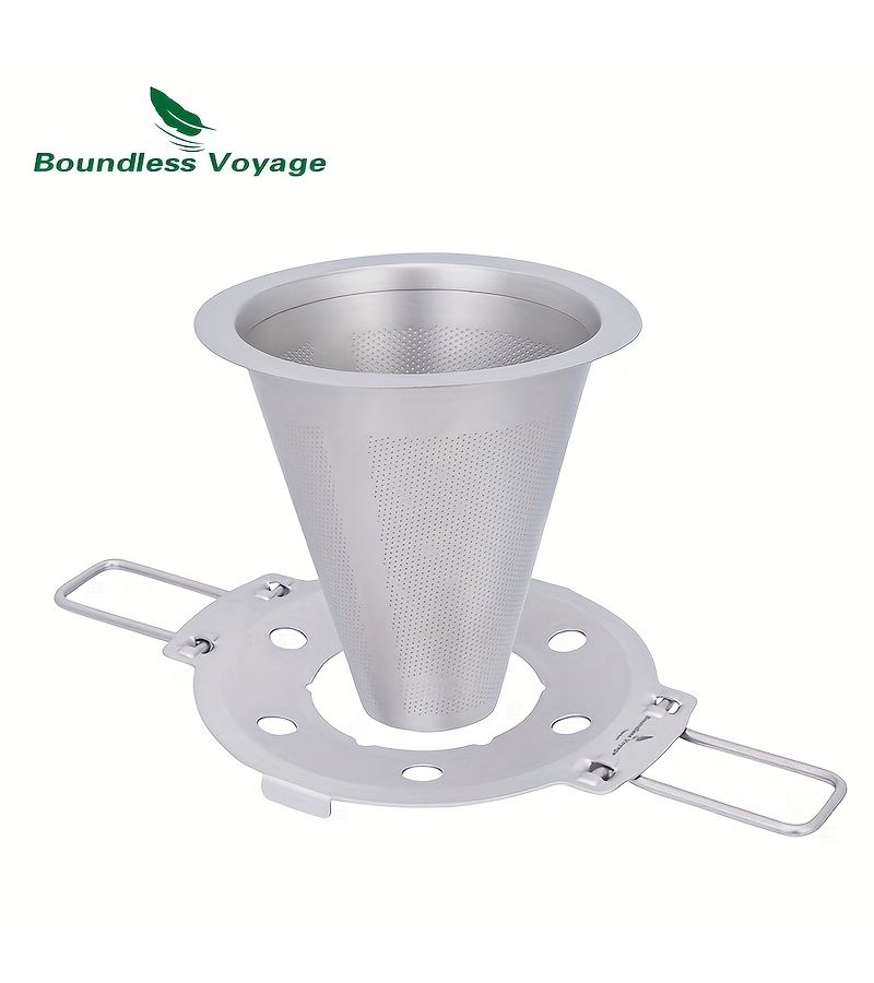 Portable Titanium Coffee Filter Ti6004P With Foldable Holder For Camping - Image 5