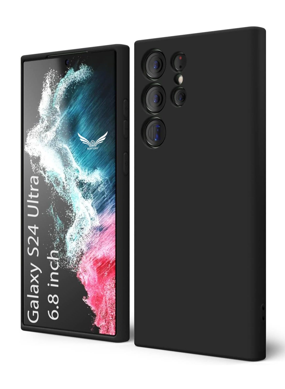 BORTONY Samsung S24 Ultra Case Liquid Soft Silicone Gel Rubber Galaxy S24 Ultra Cover Anti Scratch Military-Grade Drop-Proof Protective Case for Samsung Galaxy S24 Ultra 6.8 Inch