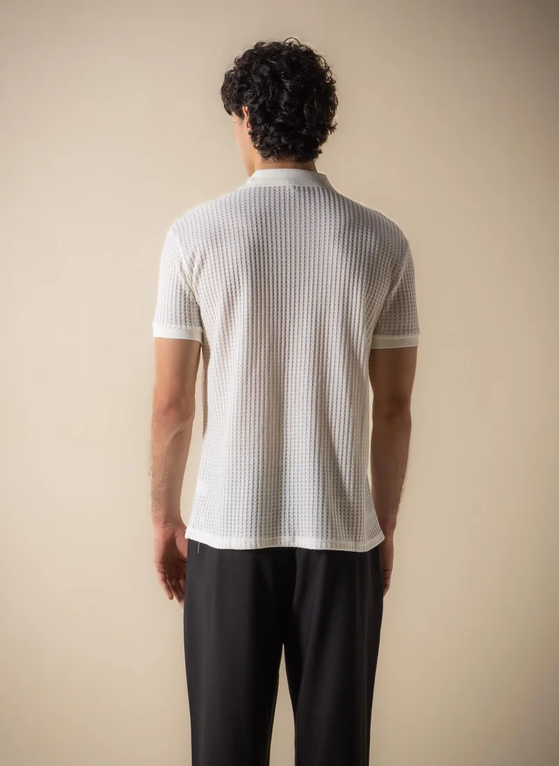 SHAPES Beige SLIM CONTRAST RIB POLO SHIRT for Men | Best Price UAE