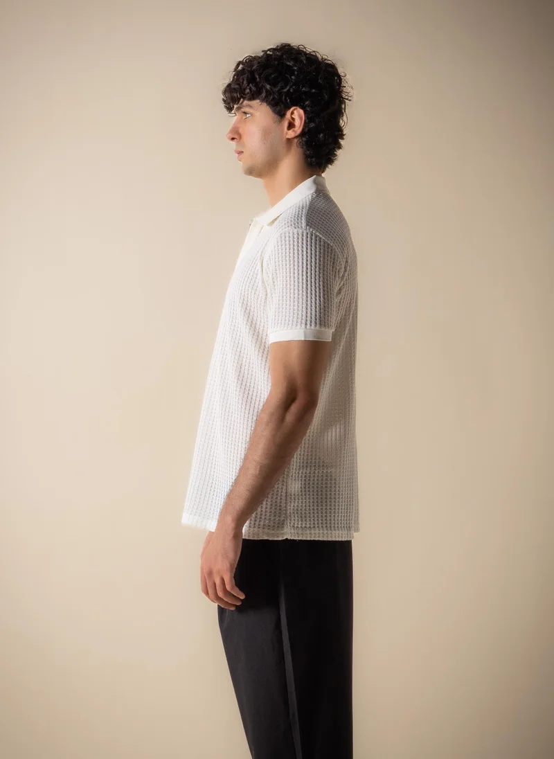 SHAPES Beige SLIM CONTRAST RIB POLO SHIRT for Men | Best Price UAE