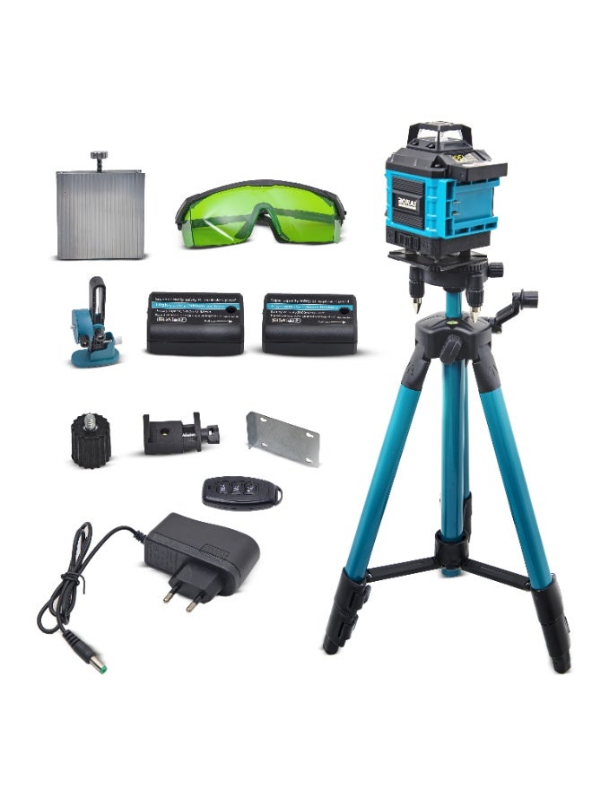 Bonai Rechargeable Green Multi-Line Laser Level with Remote Control, Model BN-HK110, 16X Brightness, 5V Lithium-Ion Battery - Image 1