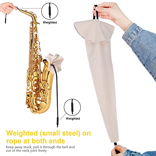 Eison Saxophone Cleaning Kits with Case for Sax and Clarinet Flute Trumpet Instruments,8PCS Saxophone Mouthpiece Cushion,Mouthpiece Brush Microfiber Cleaning Cloth（Beige） - Image 5