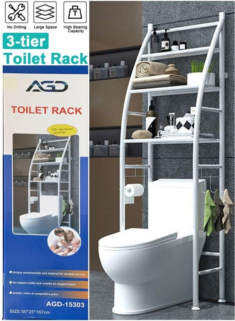 MIXDE 3-Tier Metal Shelf Over the Toilet Space Saving Bathroom Cabinet Bathroom Shelf  - Image 4