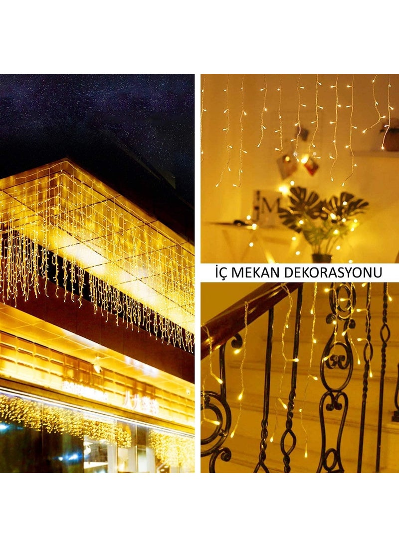 Technosmart 4 Meters 8 Function LED Curtain with 96 LEDs 50x60x70cm Fringed Cable Plug  - Image 3
