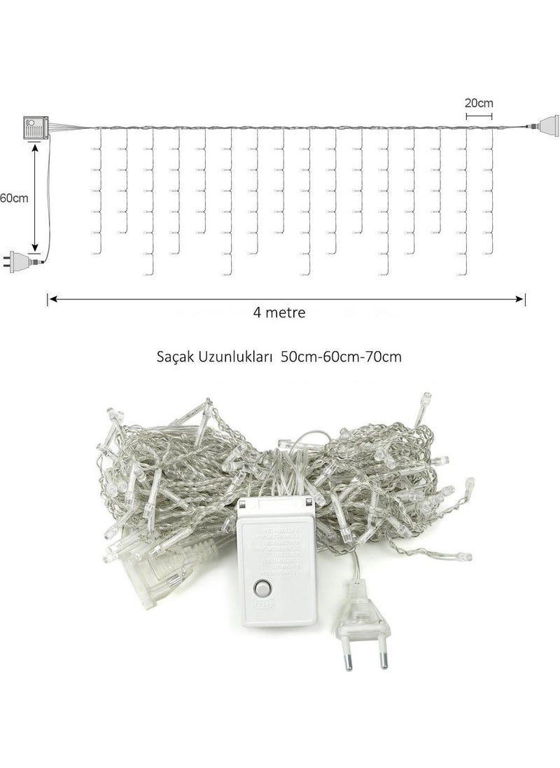 Technosmart 4 Meters 8 Function LED Curtain with 96 LEDs 50x60x70cm Fringed Cable Plug  - Image 5