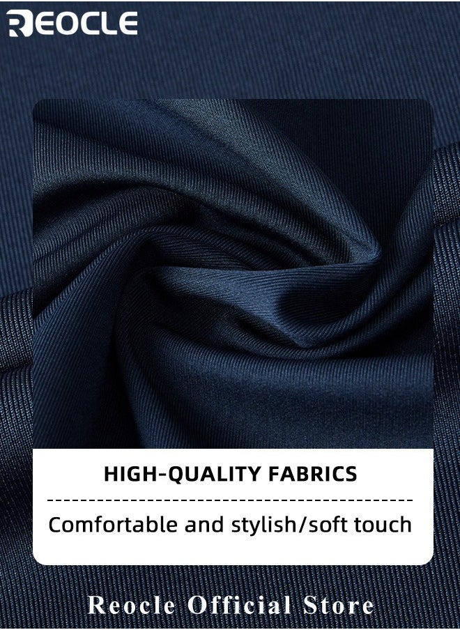 REOCLE - Men's Business Slim Fit Shirt Official Long Sleeve Stretch Dress Shirt Wrinkle-Free Regular Fit Button Down Shirts - Image 1