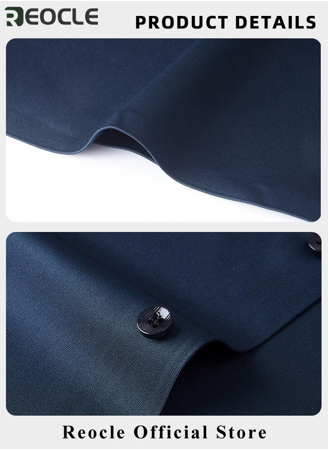 REOCLE - Men's Business Slim Fit Shirt Official Long Sleeve Stretch Dress Shirt Wrinkle-Free Regular Fit Button Down Shirts - Image 1