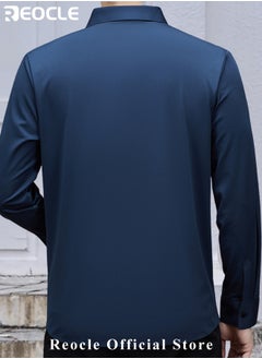 REOCLE Men's Business Slim Fit Shirt Official Long Sleeve Stretch Dress Shirt Wrinkle-Free Regular Fit Button Down Shirts  - Image 2