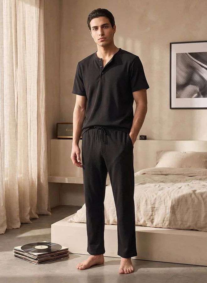 Splash FAV Cotton Textured Nightwear Set
