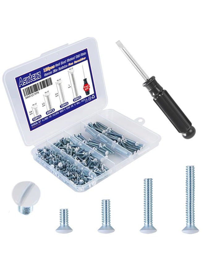 Asxtexz 120PCS Wall Plate Screws White, Outlet Cover Screws for Switch Plate, 6/32 Electrical Outlet Screws for Light Switch Plates,Electrical Panel, 4 Sizes (3/8",1/2",3/4",1") Screws Kit w/Free Screwdriver - Image 1