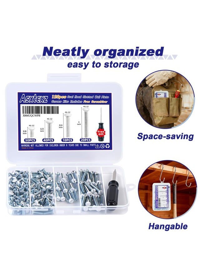 Asxtexz 120PCS Wall Plate Screws White, Outlet Cover Screws for Switch Plate, 6/32 Electrical Outlet Screws for Light Switch Plates,Electrical Panel, 4 Sizes (3/8",1/2",3/4",1") Screws Kit w/Free Screwdriver - Image 5