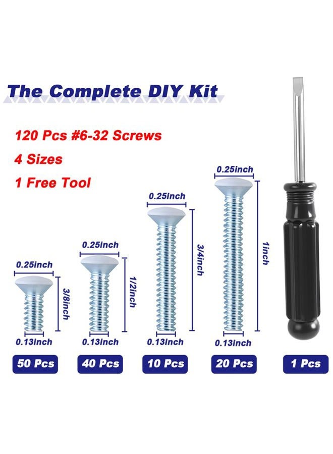 Asxtexz 120PCS Wall Plate Screws White, Outlet Cover Screws for Switch Plate, 6/32 Electrical Outlet Screws for Light Switch Plates,Electrical Panel, 4 Sizes (3/8",1/2",3/4",1") Screws Kit w/Free Screwdriver - Image 3