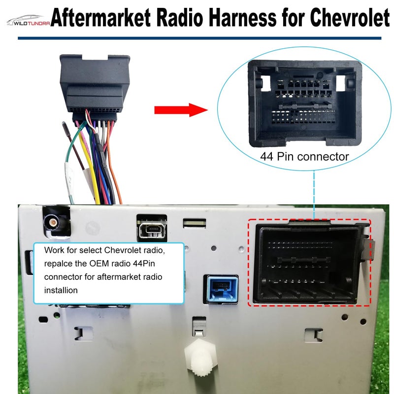 WildTundra 16Pin ISO Aftermarket Radio Harness Adapter Compatible with Chevrolet 2013-2016 GMC 2010-2017 with Audio Input SWC, 16Pin Android Car Stereo Wiring Harness with Reverse Cable - Image 2