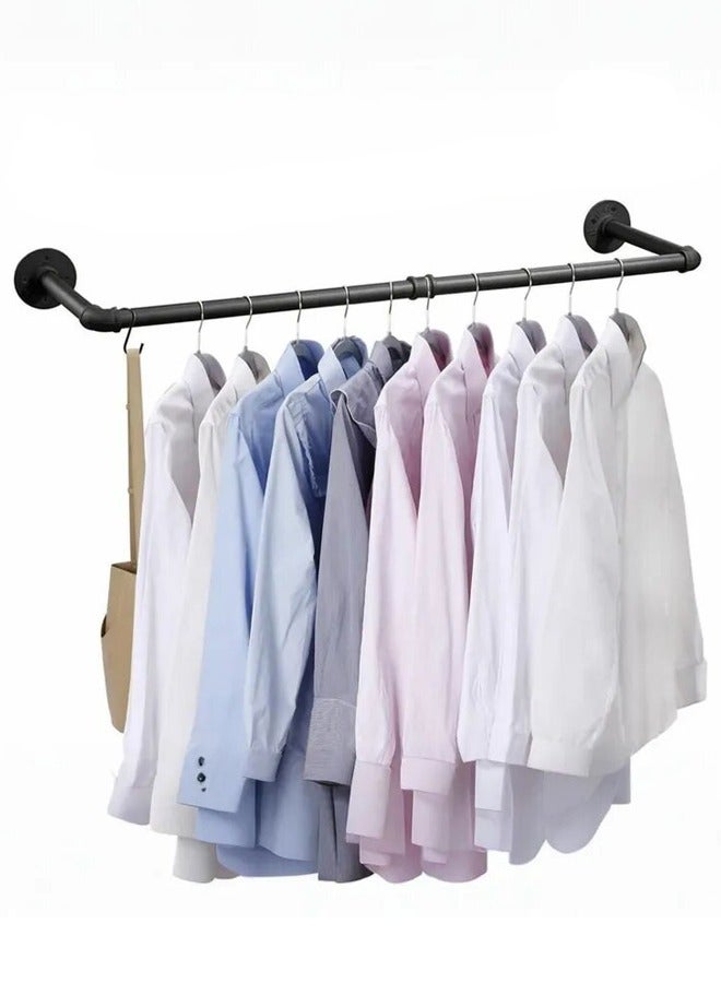 Wall Mounted Clothes Rack, 119cm Metal Clothes Rail, Retractable, Load Capacity 145 lbs, Suitable for Bedrooms, Laundry Rooms, and Entrances for Hanging Clothes, Blankets, and Towels - Image 1
