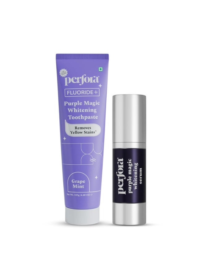 Perfora Teeth Whitening Combo - Whitens Teeth in 1 Use | Enamel-Safe & Sensitivity-Free Oral Care Formula For Tooth Stain Removal | Purple Serum - 30ml & Purple Tooth paste- 125g - Image 3