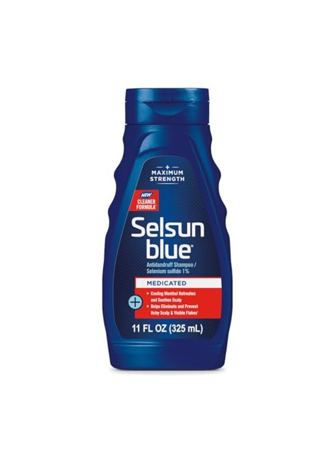 Selsun blue شامبو سيلسون بلو الطبي المضاد للقشرة بقوة قصوى علاج لفروة الرأس مع سيلينيوم سلفايد 11 أونصة سائلة - Image 1