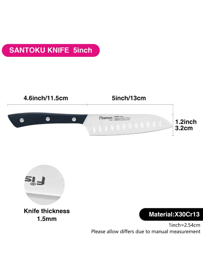Fissman 5" Santoku Knife (X30Cr13 steel) Kitchen Knife Ultra Sharp, Stainless Steel X30Cr13 Knife Mainz Series, Professional Razor-Sharp Kitchen Knife Black ABS Ergonomic Handle for Home, Kitchen, Restaurant  - Image 3