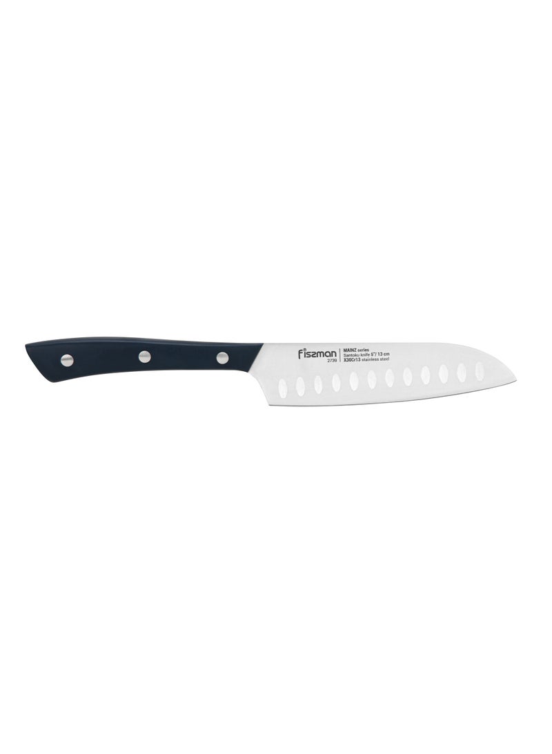 Fissman 5" Santoku Knife (X30Cr13 steel) Kitchen Knife Ultra Sharp, Stainless Steel X30Cr13 Knife Mainz Series, Professional Razor-Sharp Kitchen Knife Black ABS Ergonomic Handle for Home, Kitchen, Restaurant  - Image 4