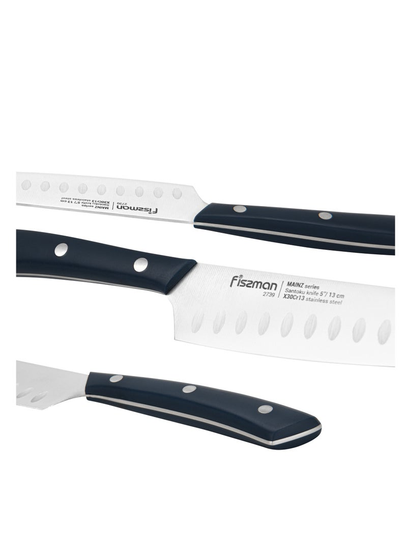 Fissman 5" Santoku Knife (X30Cr13 steel) Kitchen Knife Ultra Sharp, Stainless Steel X30Cr13 Knife Mainz Series, Professional Razor-Sharp Kitchen Knife Black ABS Ergonomic Handle for Home, Kitchen, Restaurant  - Image 5