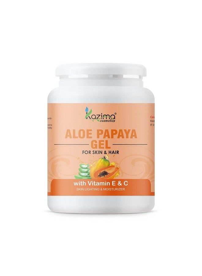 KAZIMA Aloe Papaya Gel With Pure Aloe Vera Papaya & Vitamin C E For Face Skin & Hair Antiaging Moisturizing Skin Lightening Acne Scars Wrinkles Sunburn & Dark Circles (500 Gram)  - Image 1