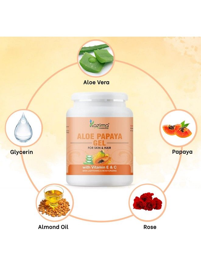 KAZIMA Aloe Papaya Gel With Pure Aloe Vera Papaya & Vitamin C E For Face Skin & Hair Antiaging Moisturizing Skin Lightening Acne Scars Wrinkles Sunburn & Dark Circles (500 Gram)  - Image 4
