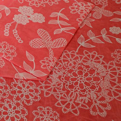 Status Contract Cotton Feel Double Fitted Bedsheet with 2 Pillow Covers for Bed Room, Home, Hotel-120 GSM (Red Flower) - Image 2