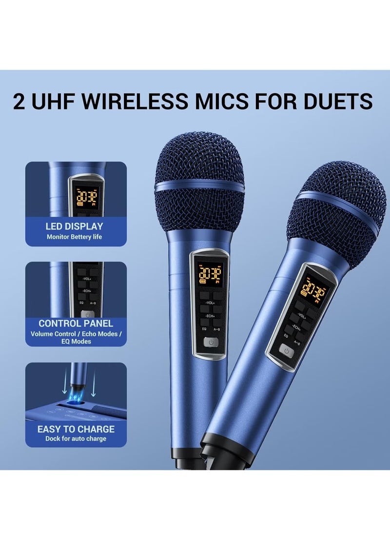 TONOR K9 Karaoke Machine – Powerful Bluetooth Speaker with 2 Wireless Microphones, LED Lights & PA System for Home, Weddings & Outdoor Parties, USB/TF/AUX Compatible, Works with Android, iPad, TV & PC  - Image 3