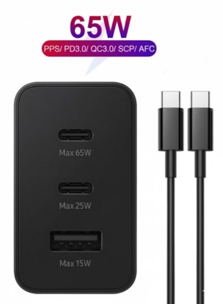 micro speed Super Fast Charge Adapter PD 65W USB QC3.0 Total Power 65W Compatible with iPhone and Samsung - Image 1