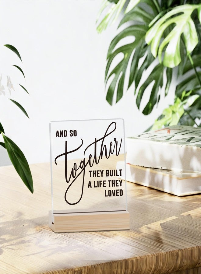 Zmyollo Home Acrylic Decor Sign With Wood Stand, And So Together They Built A Life They Loved Sign For Farmhouse Home Living Room Bedroom Shelf Table, Coffee Lover Gifts For Family Friend Coworker, A03 - Image 4