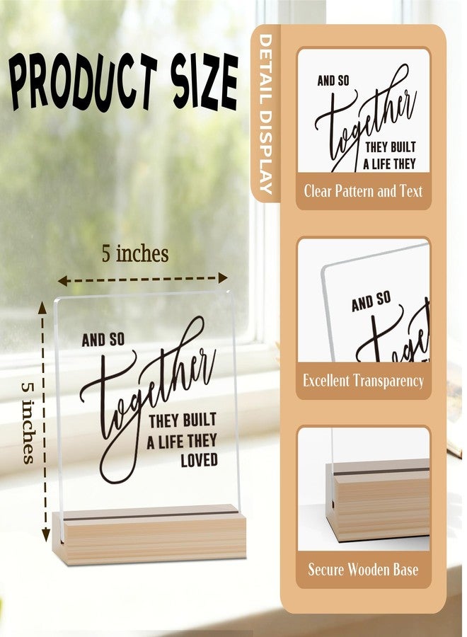 Zmyollo Home Acrylic Decor Sign With Wood Stand, And So Together They Built A Life They Loved Sign For Farmhouse Home Living Room Bedroom Shelf Table, Coffee Lover Gifts For Family Friend Coworker, A03 - Image 2